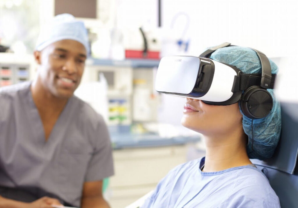 women taking treatment on VR.
